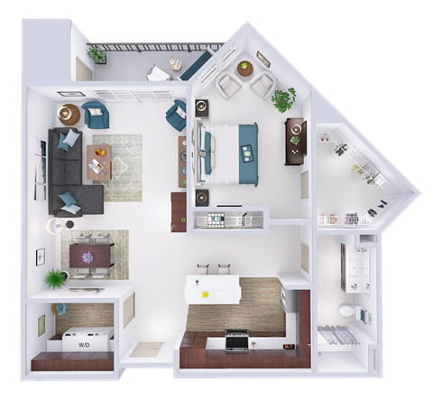 a floor plan of a house with a bedroom and a living room